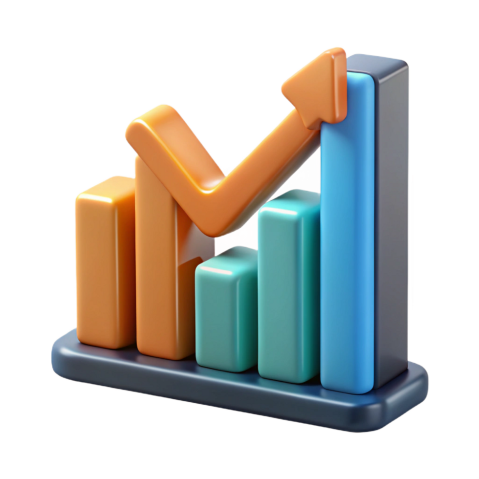 serene traditional Financial Graph Chart with Arrow Up Isolated Element professional png