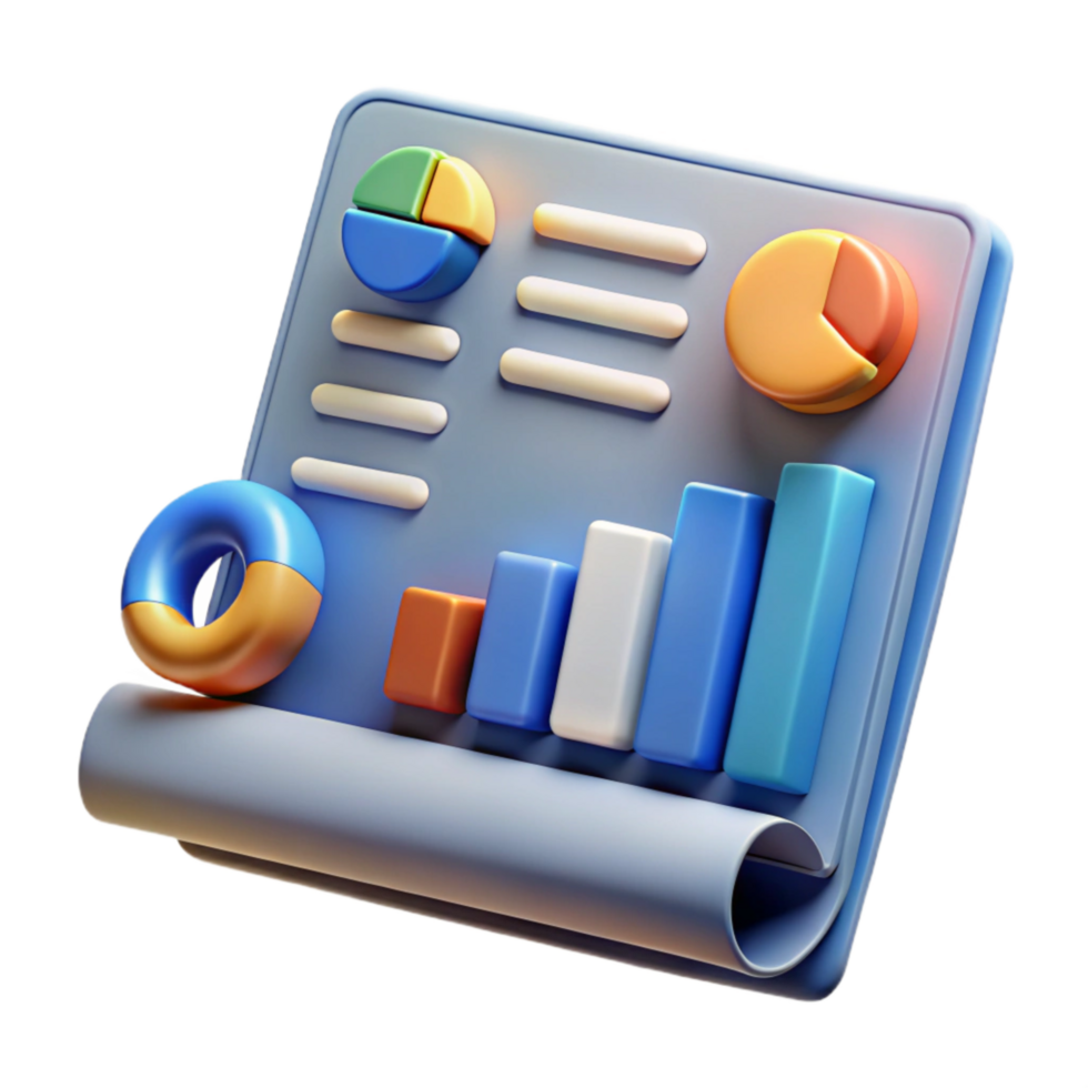 dramatic modern Financial Report with Graphs Transparent Background detailed png