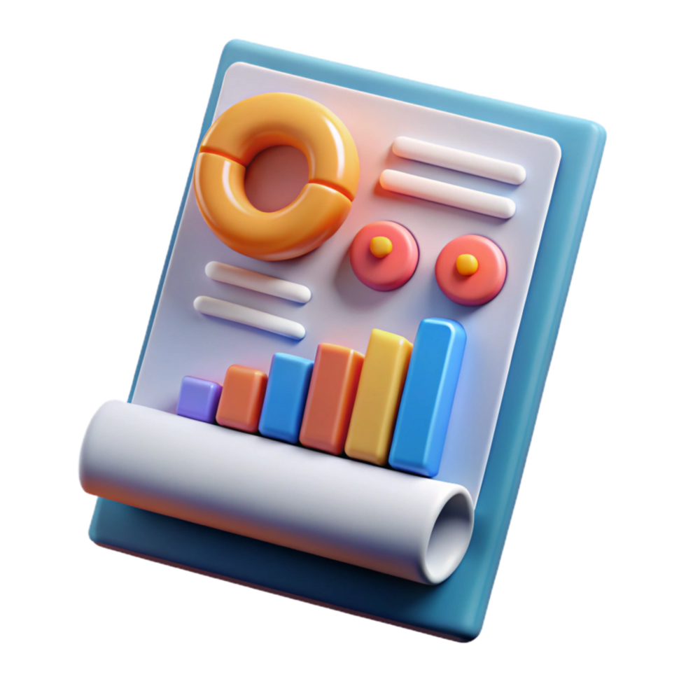 beautiful rustic Financial Report with Graphs Transparent Background 4K png