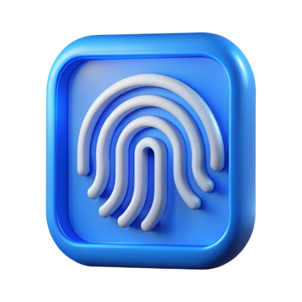 elegant abstract Fingerprint Scanner Icon Blue Light Transparent Background detailed png