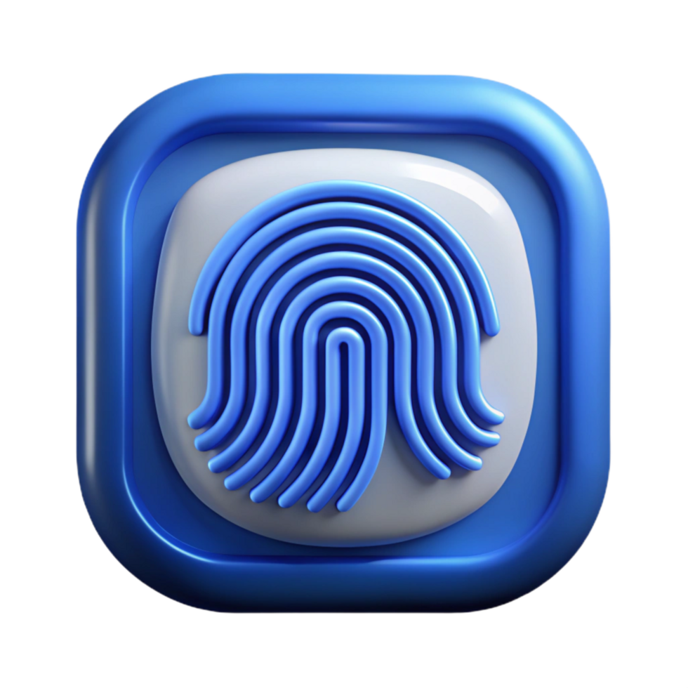 stunning abstract Fingerprint Scanner Icon Blue Light Transparent Background original png