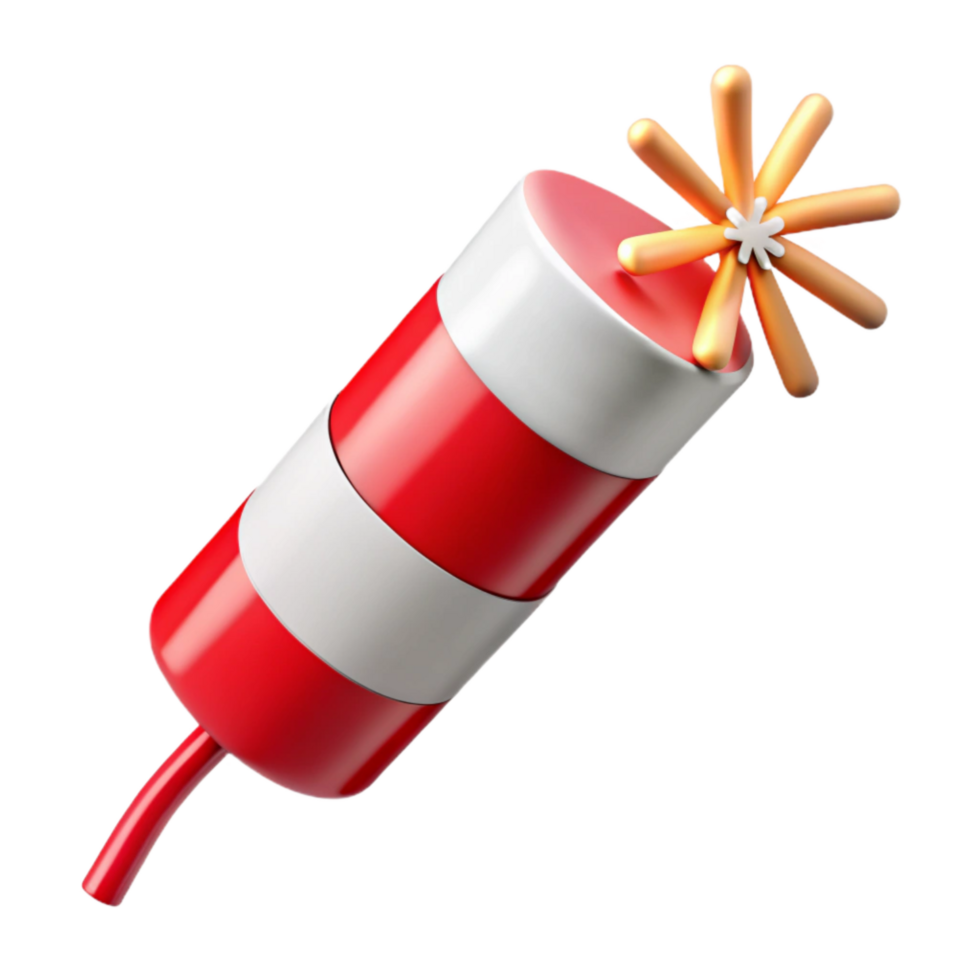 magnificent modern Firecracker with Sparks Red and White Cutout detailed png