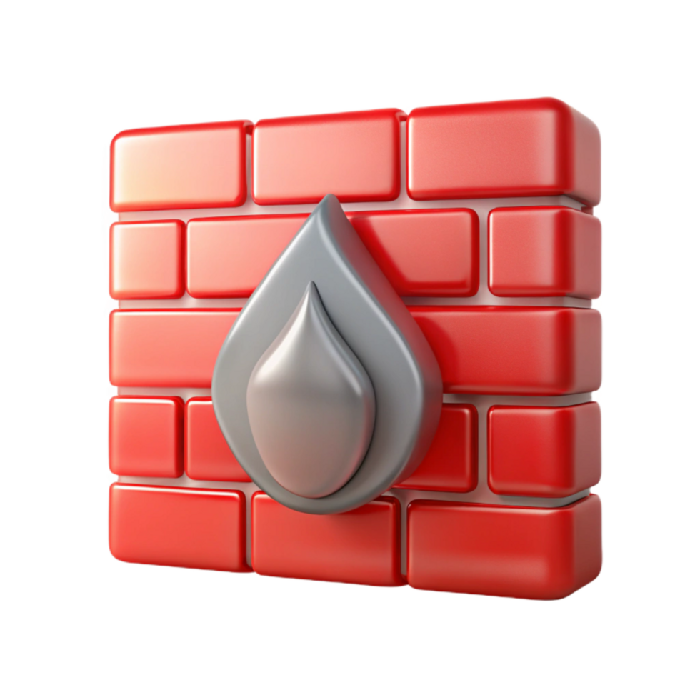 serene traditional Firewall Icon Red Metallic Transparent Background high quality png
