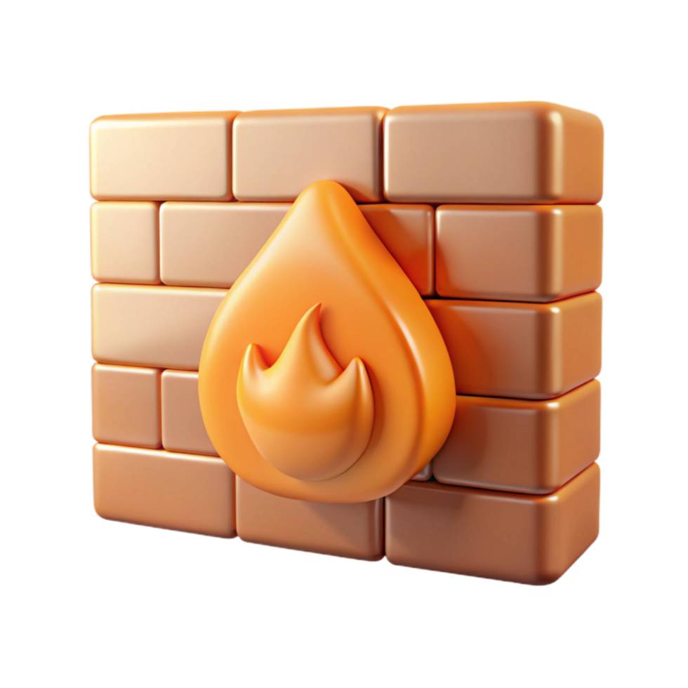 vibrant abstract Firewall Icon with Orange Flame Design Transparent Background original png