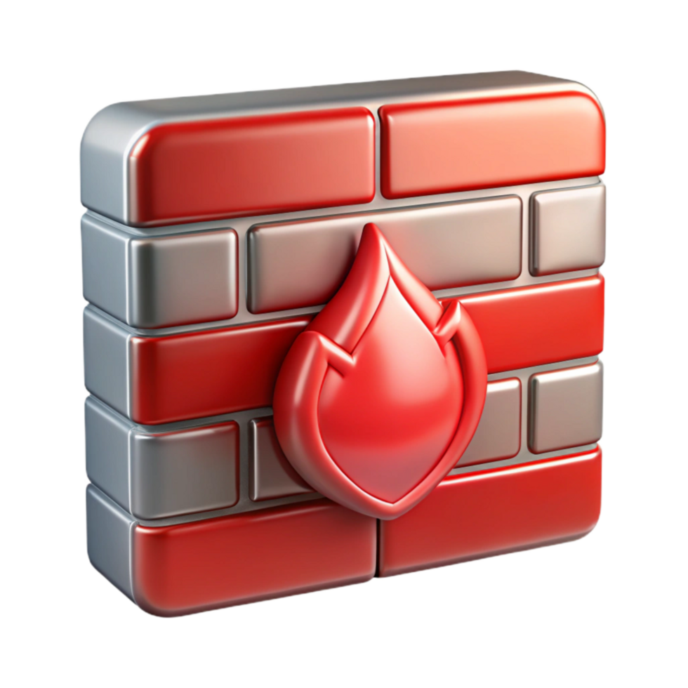 stunning rustic Firewall Icon Red Metallic Transparent Background premium png