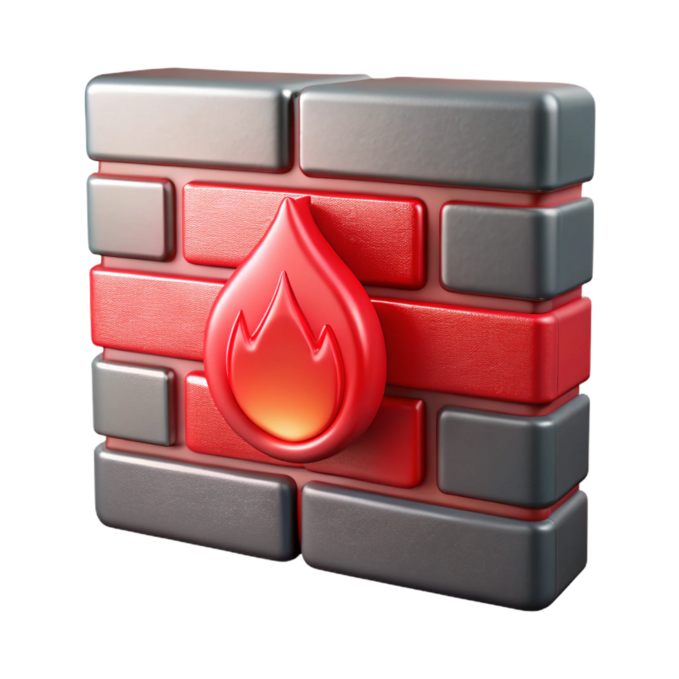 stunning creative Firewall Icon Red Metallic Transparent Background premium png