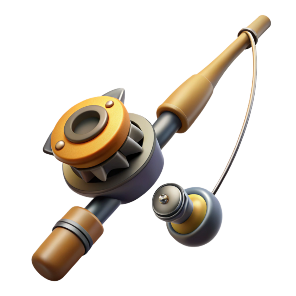 extraordinary traditional Fishing Rod with Reel Isolated premium png