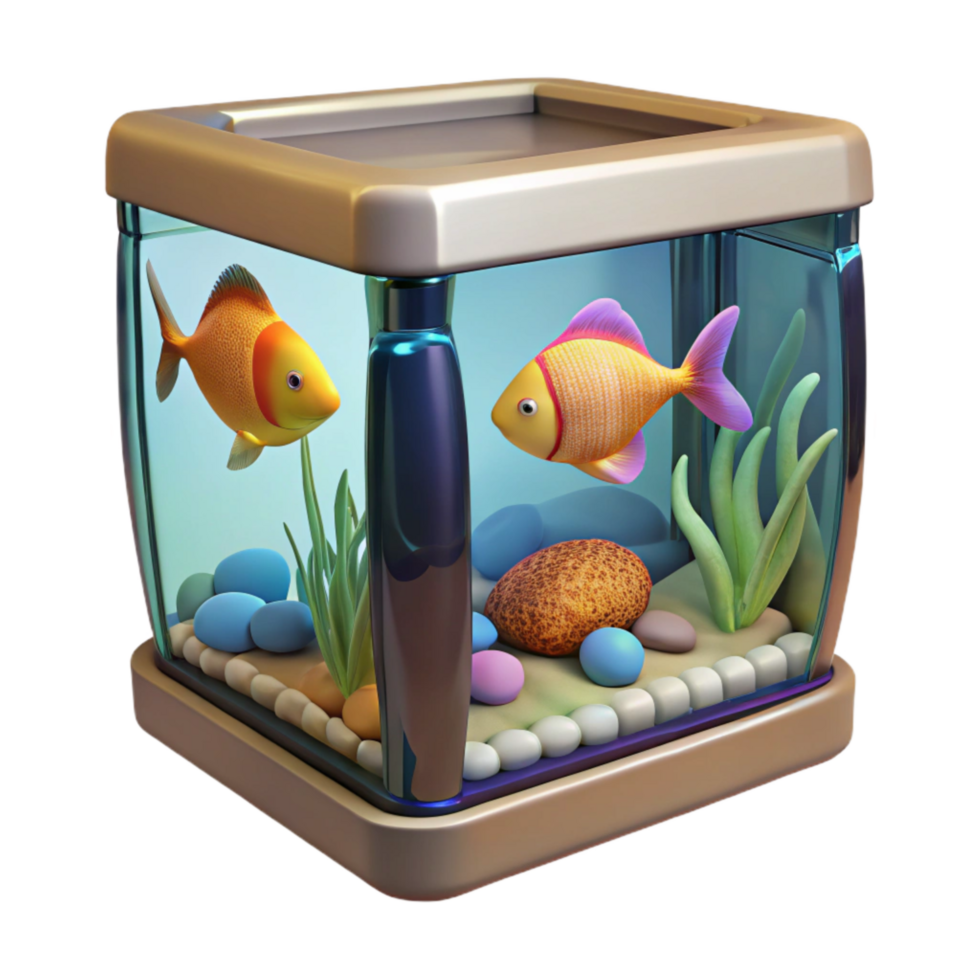 dramatic classic Fish Tank with Colorful Fish Cutout 4K png