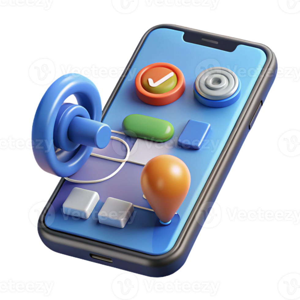 wonderful abstract Fitness App on Smartphone Screen Isolated authentic png
