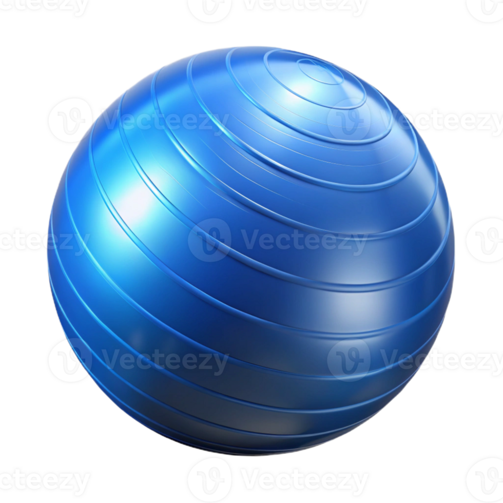 stunning modern Fitness Ball Half Deflated Blue Isolated Transparent Background 4K png