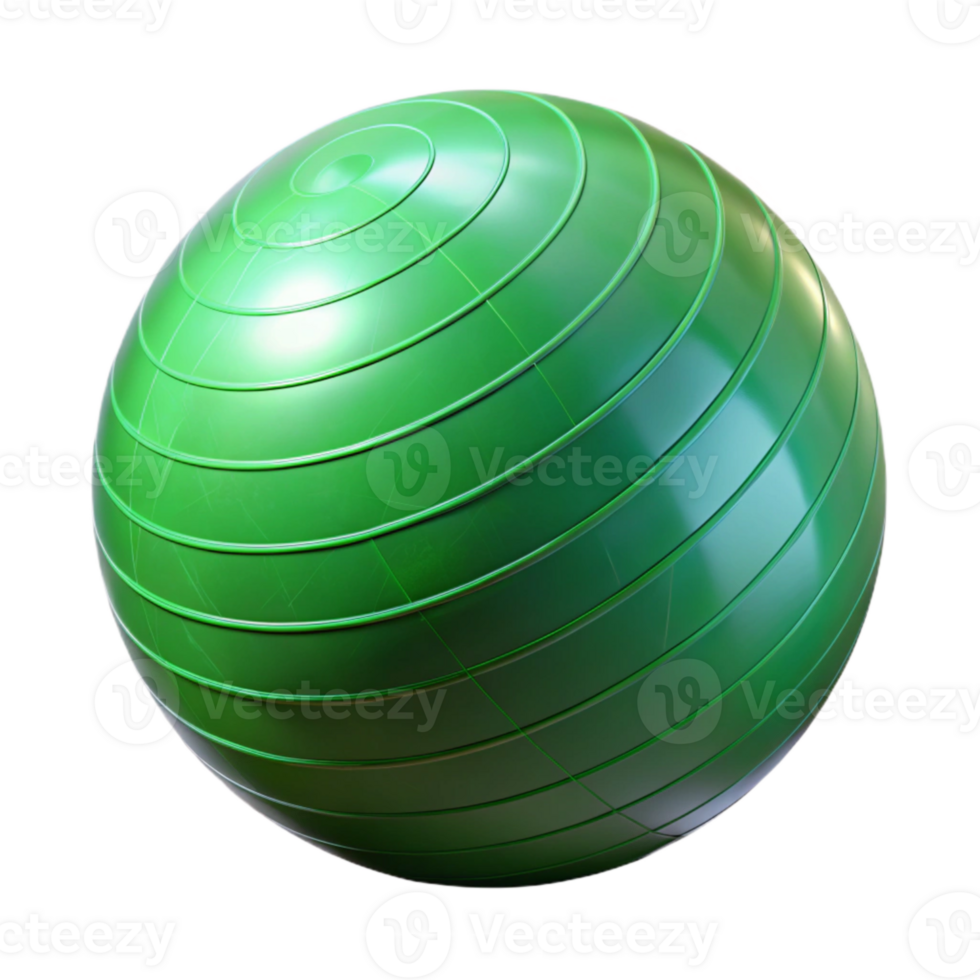 magnificent creative Fitness Ball Inflated Green Isolated Transparent Background 4K png