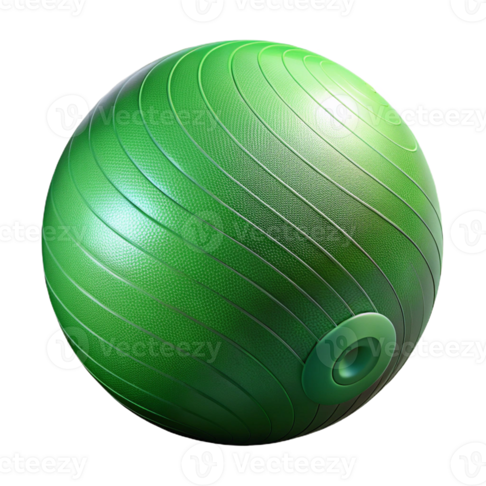 serene artistic Fitness Ball Inflated Green Isolated Transparent Background high quality png