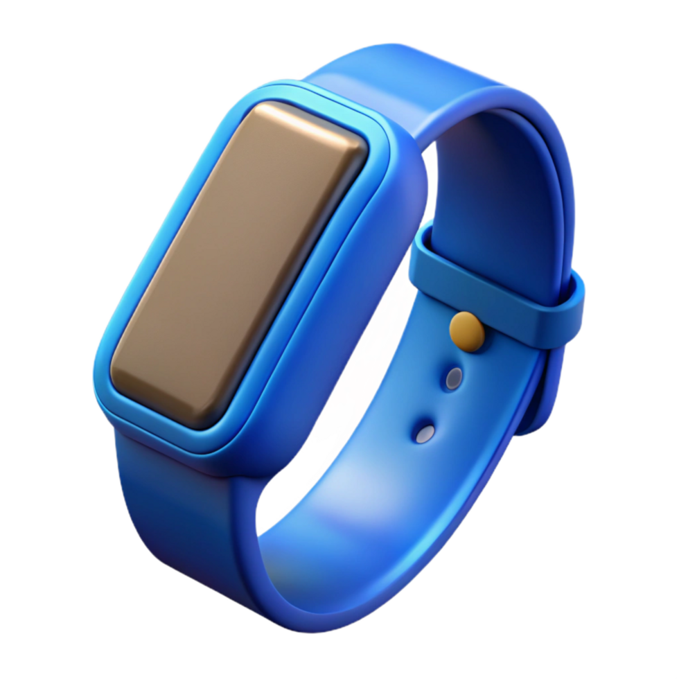 beautiful minimalist Fitness Tracker Blue Display Isolated Transparent Background high resolution png