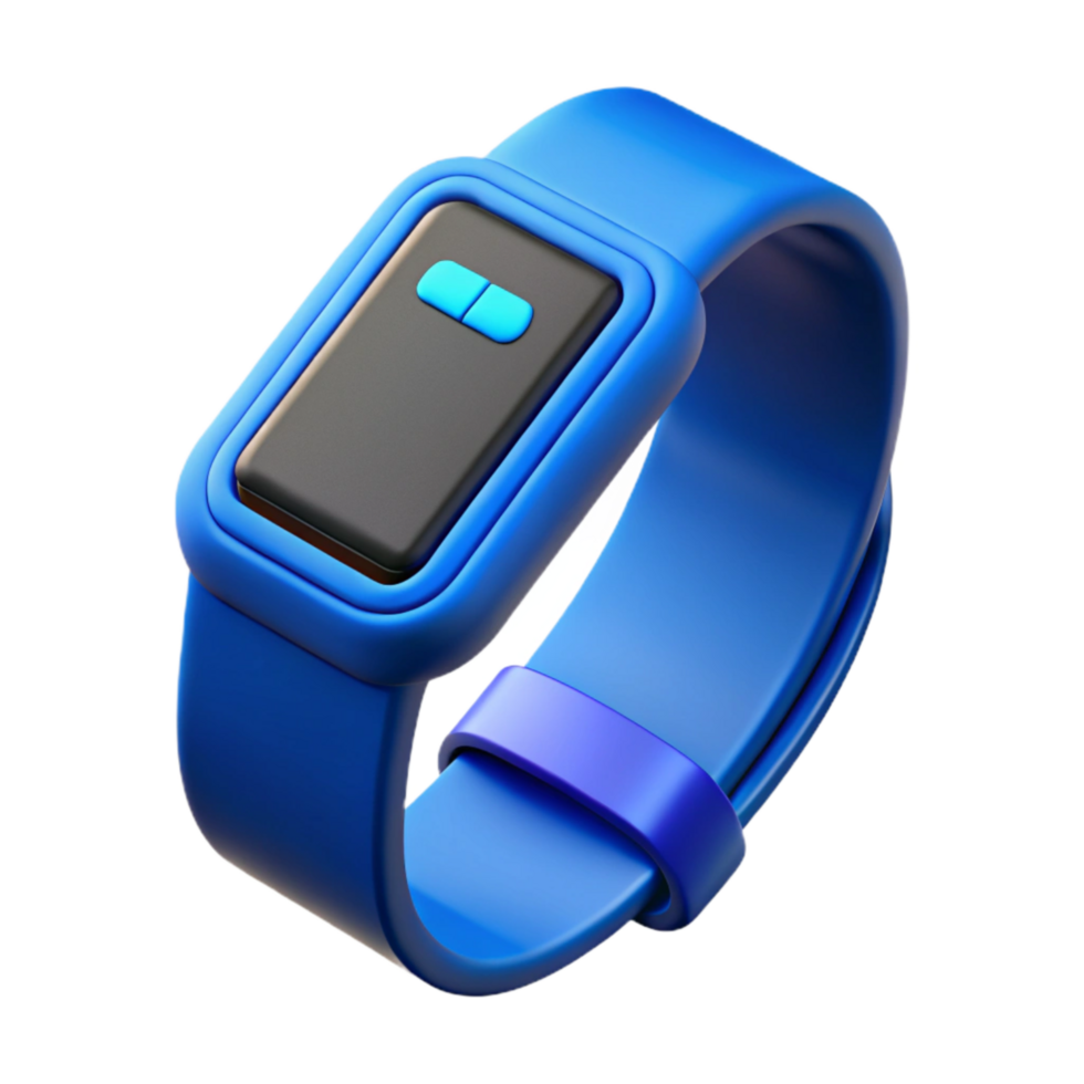extraordinary traditional Fitness Tracker Blue Display Isolated Transparent Background authentic png