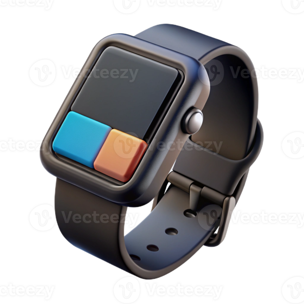 elegant classic Fitness Watch Black Screen Isolated with Transparent Background high resolution png