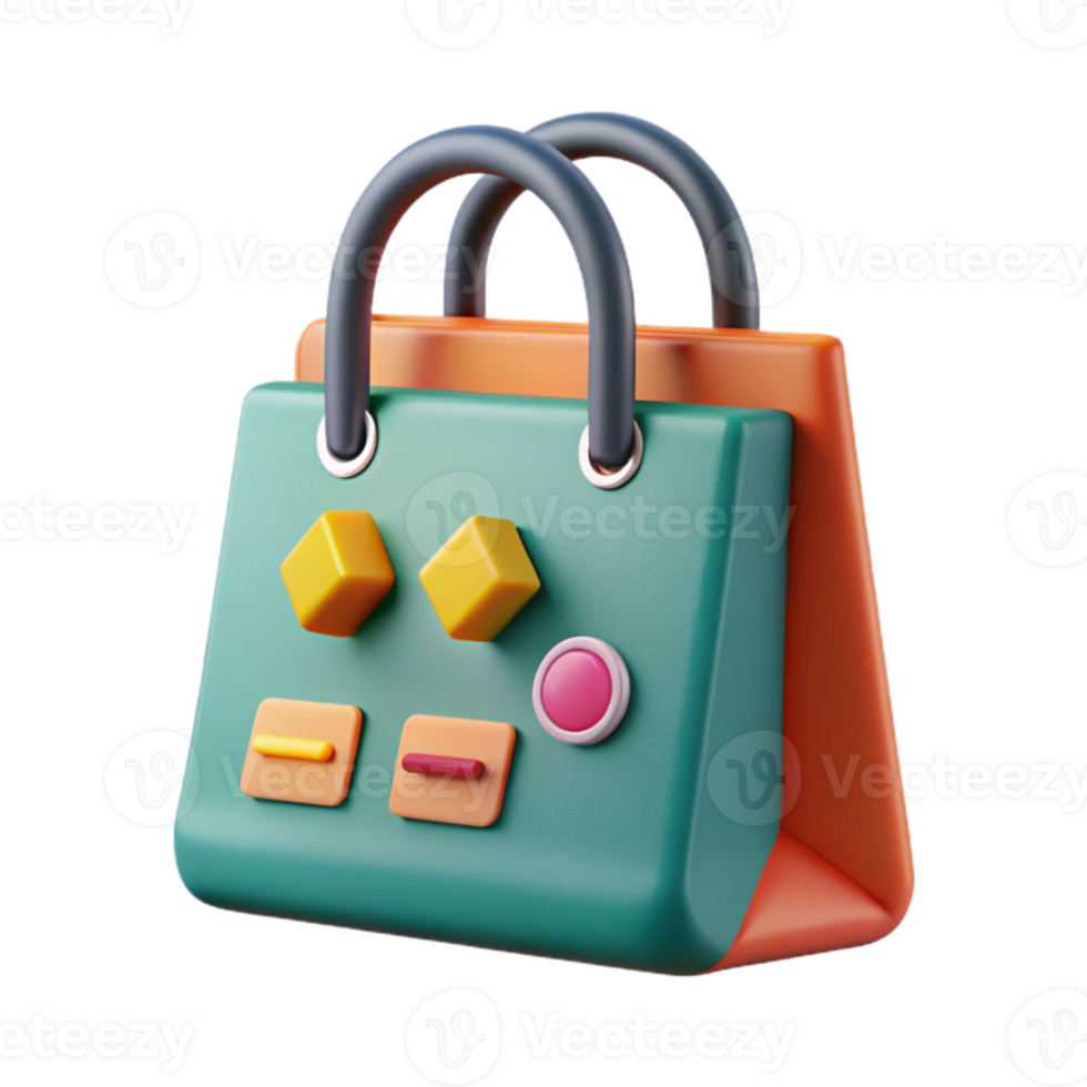 beautiful abstract Flat Design Shopping Bag Icon with E-commerce Symbol Transparent Background professional png