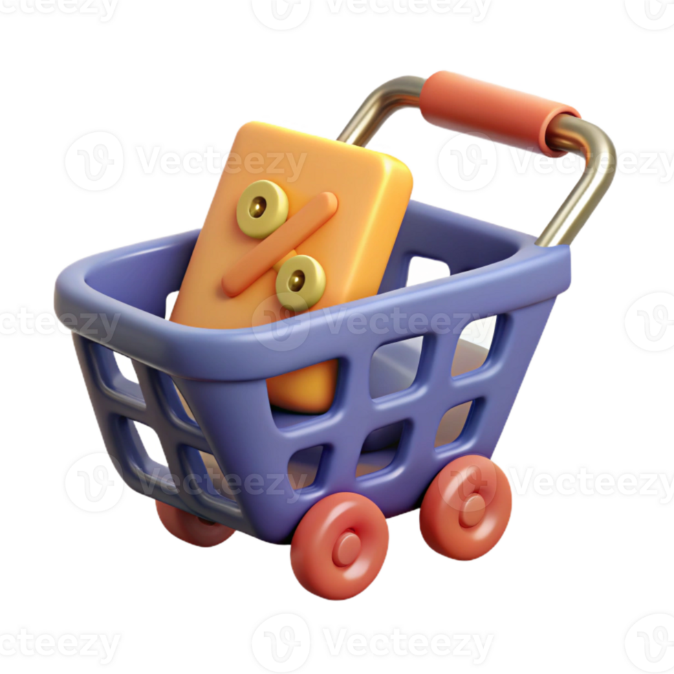 elegant creative Flat Design Shopping Cart Icon with Discount Tag Cutout genuine png