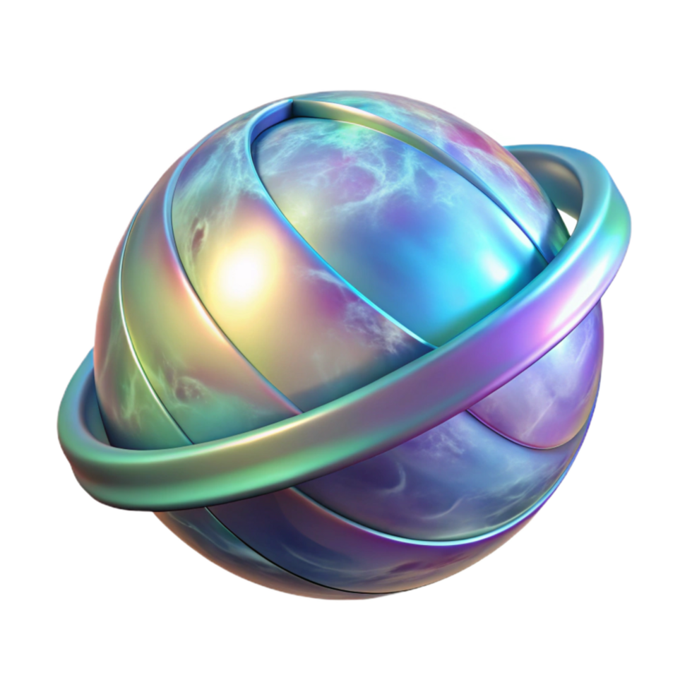 extraordinary minimalist Floating Holographic Sphere Rotating Transparent Background original png