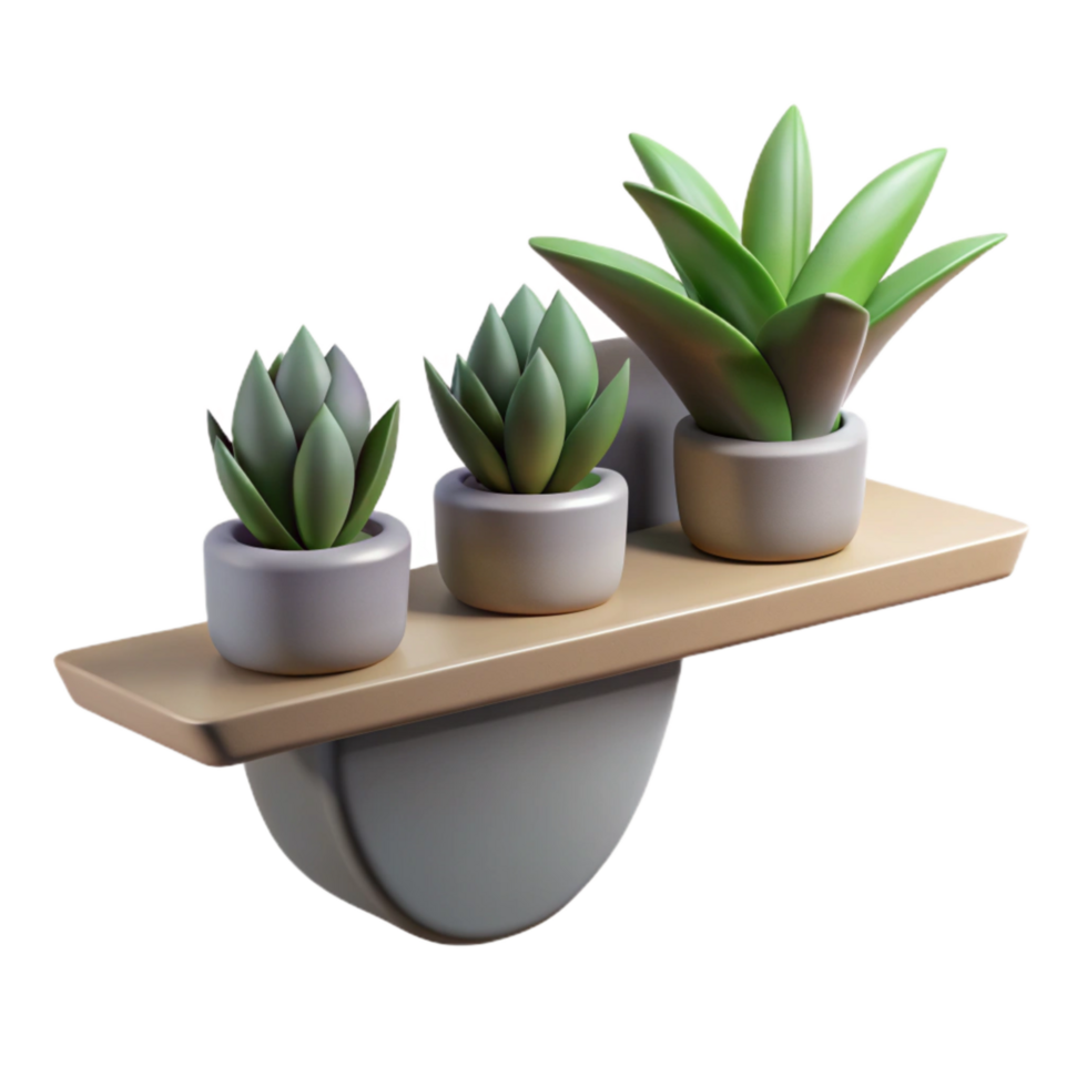 elegant classic Floating Shelf with Plants Isolated Element original png