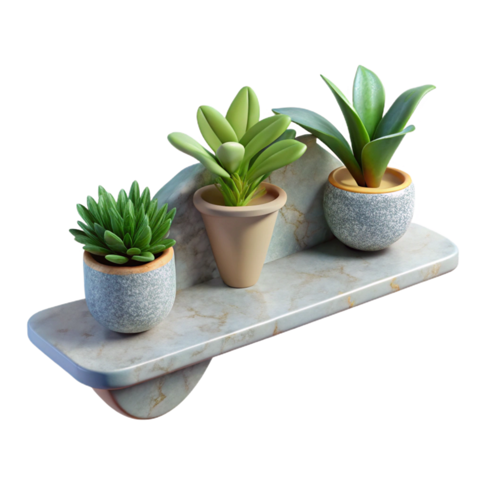 magnificent classic Floating Shelf with Plants Isolated Element original png