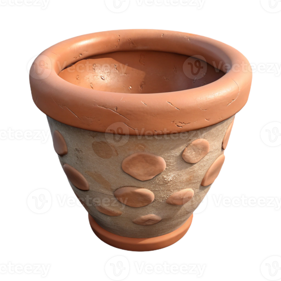 wonderful creative Flower Pot Clay Material Texture Transparent Background premium png