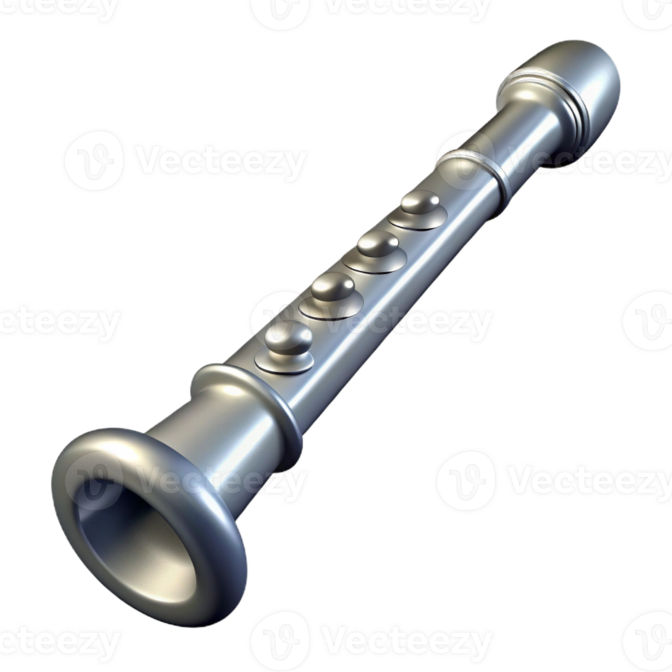 elegant traditional Flute Silver Finish Isolated professional png