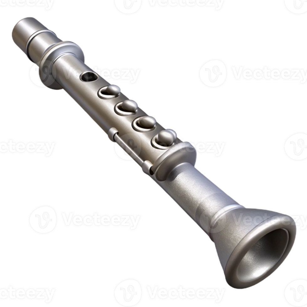 elegant rustic Flute Silver Finish Isolated original png