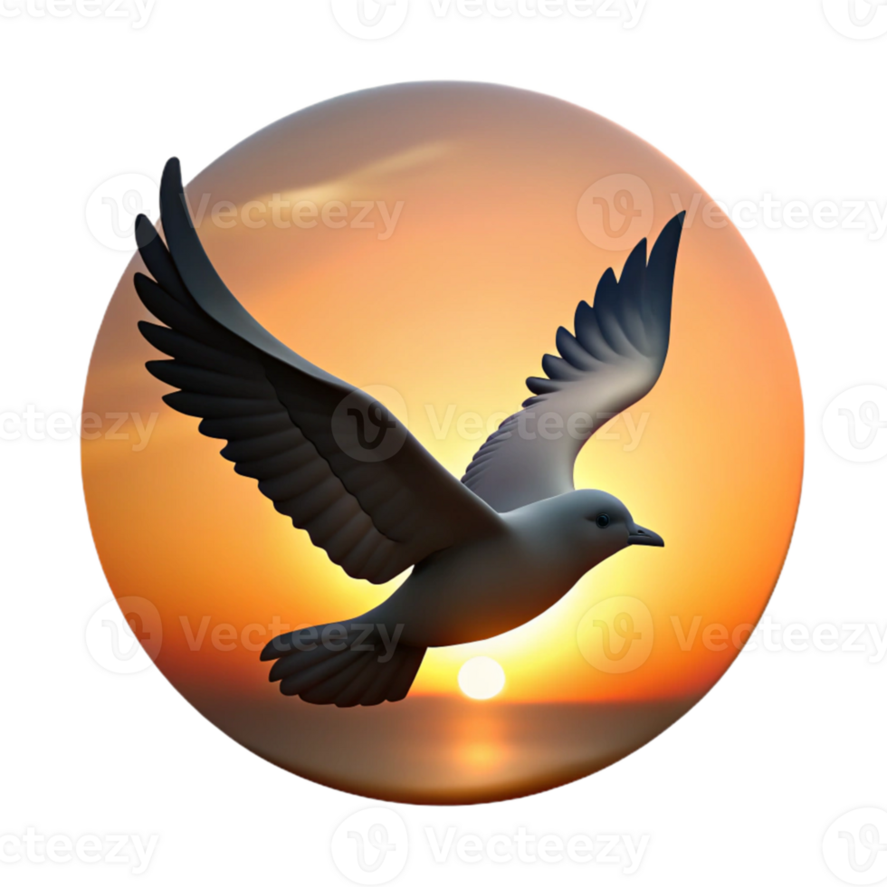 stunning classic Flying Bird Silhouette Sunset Background Cutout premium png