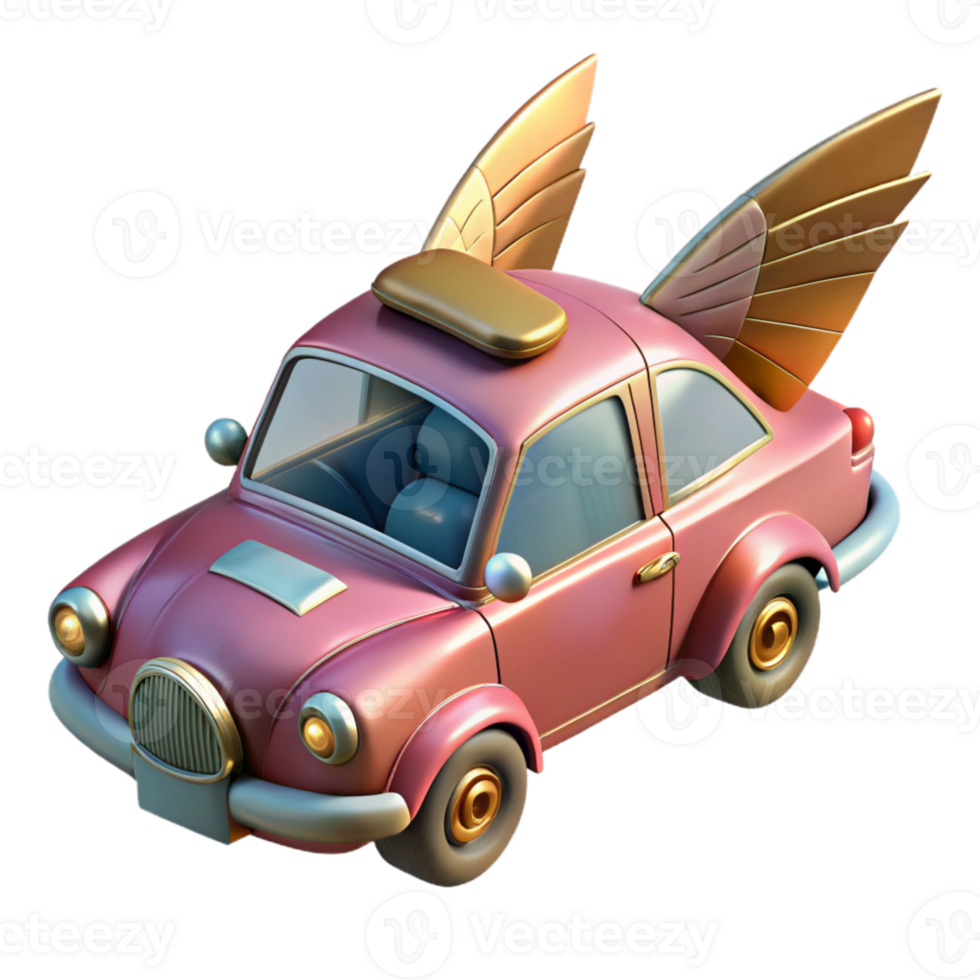 elegant contemporary Flying Car with Wings Extended Transparent Background high quality png