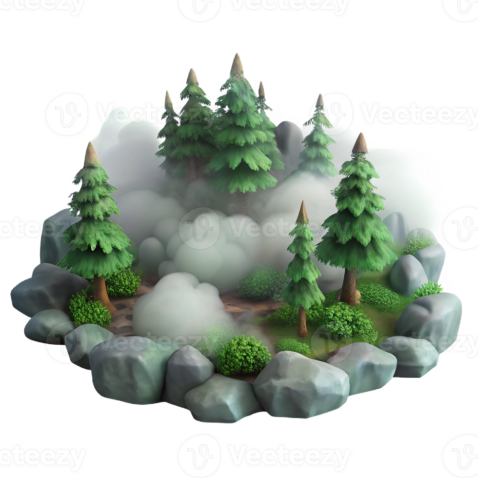 serene classic Foggy Forest Cutout Isolated with Misty Atmosphere high resolution png