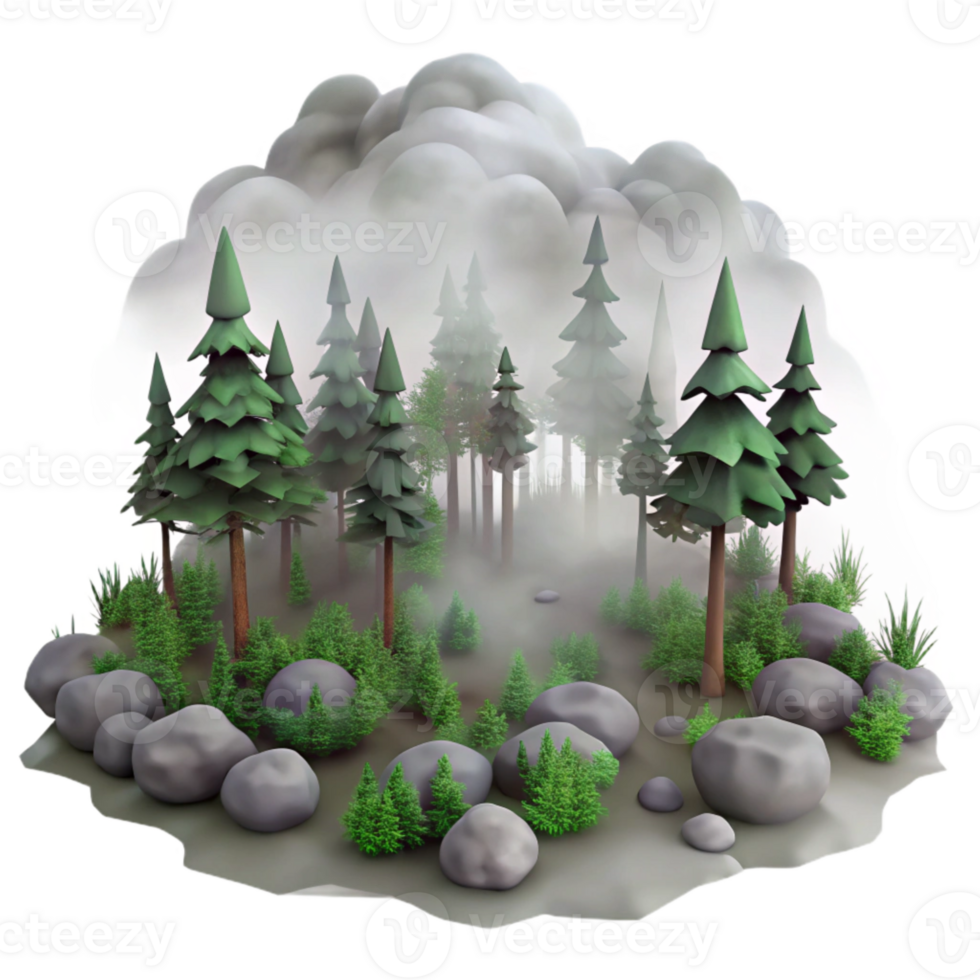beautiful classic Foggy Forest Cutout Isolated with Misty Atmosphere high quality png