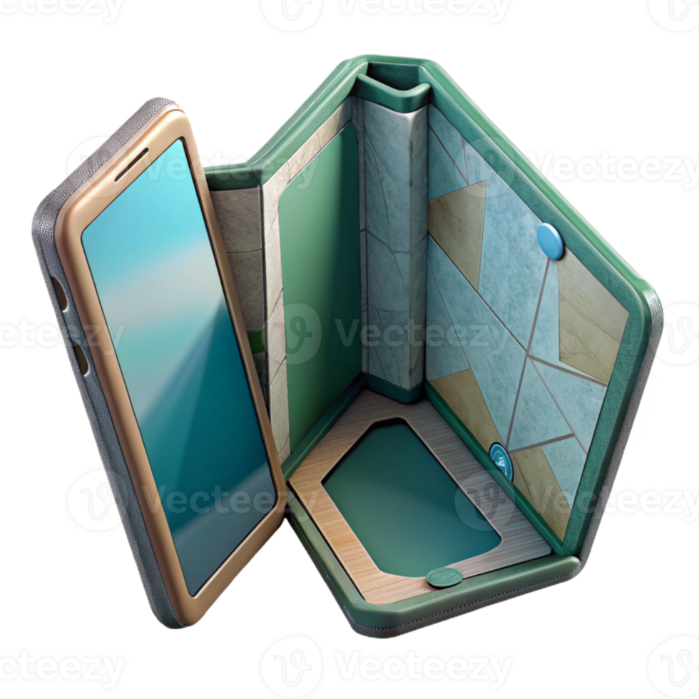 serene creative Folding Smartphone Open View Isolated Cutout genuine png