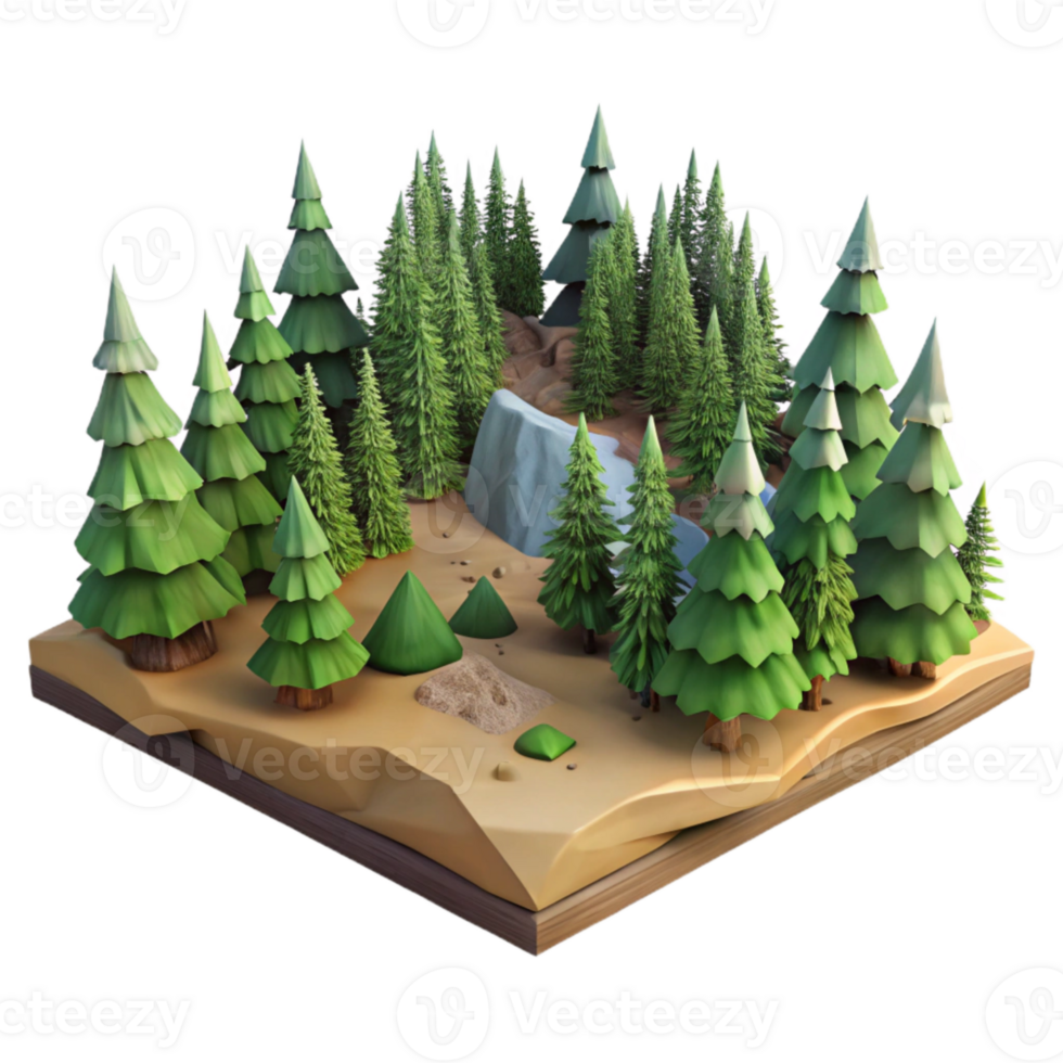 elegant abstract Forest Landscape Panoramic View Transparent Background detailed png
