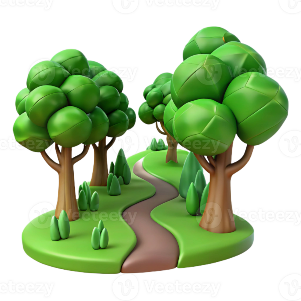 dramatic minimalist Forest Path Winding Green Canopy Cutout 4K png