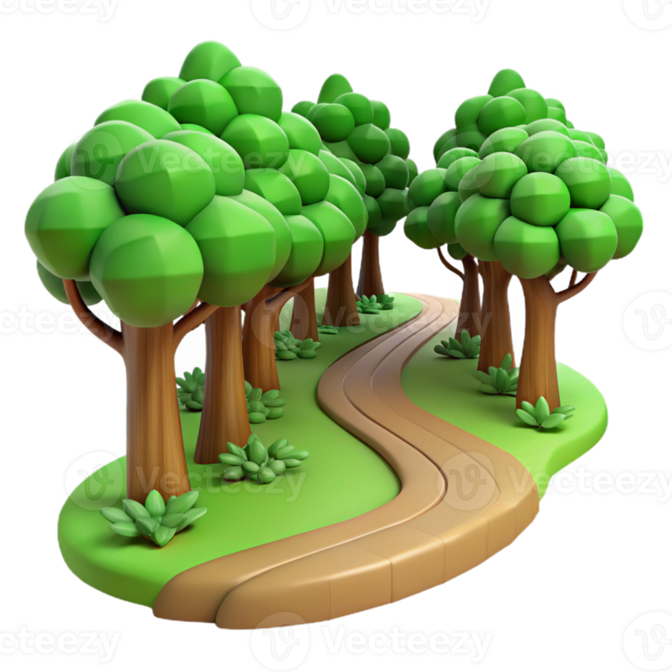 elegant artistic Forest Path Winding Green Canopy Cutout high resolution png