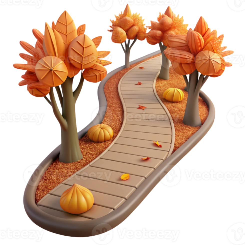wonderful modern Forest Path Winding Trail Autumn Leaves Transparent Background high resolution png