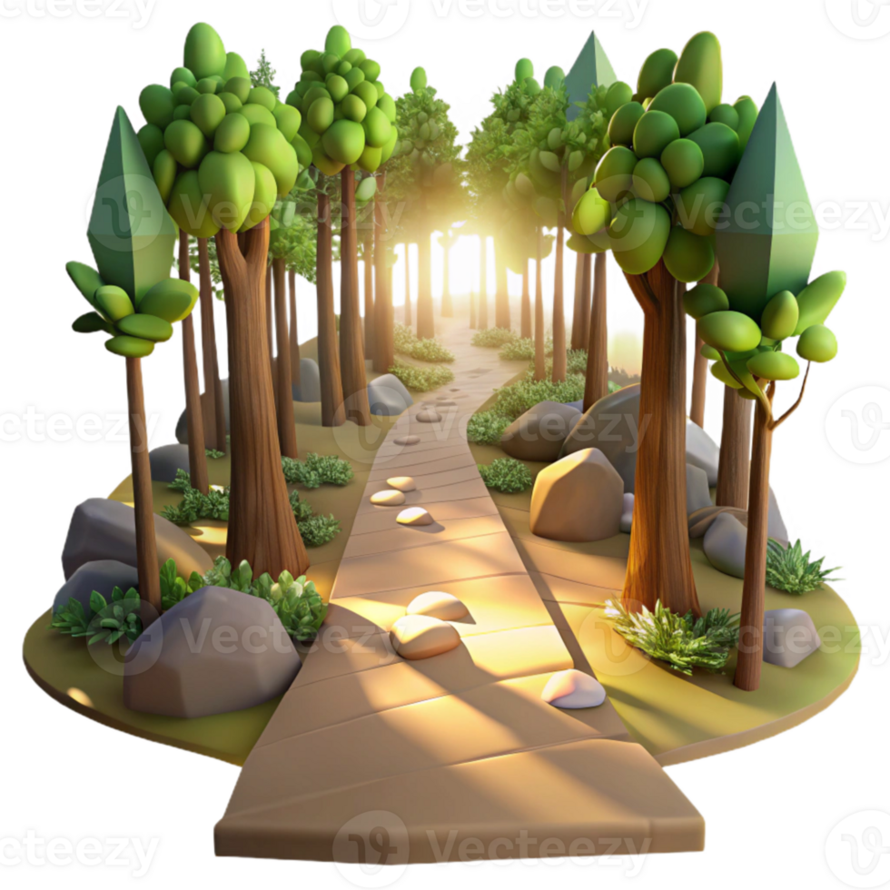 vibrant vintage Forest Path with Sunlight Transparent Background premium png