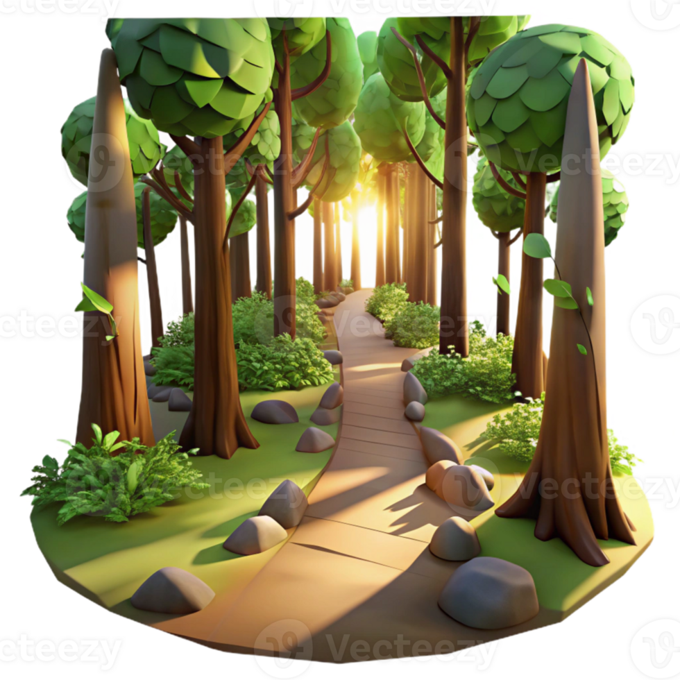 serene artistic Forest Path with Sunlight Transparent Background professional png