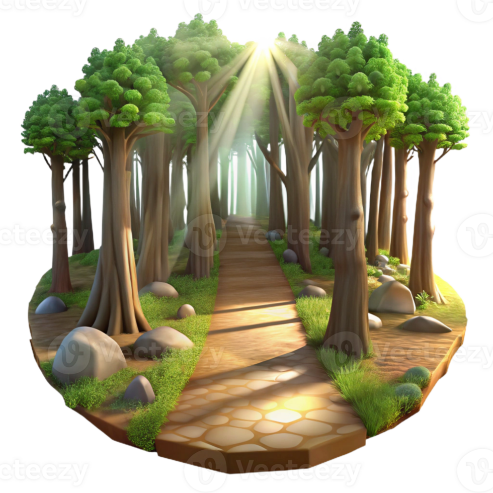 serene rustic Forest Path with Sunlight Transparent Background genuine png