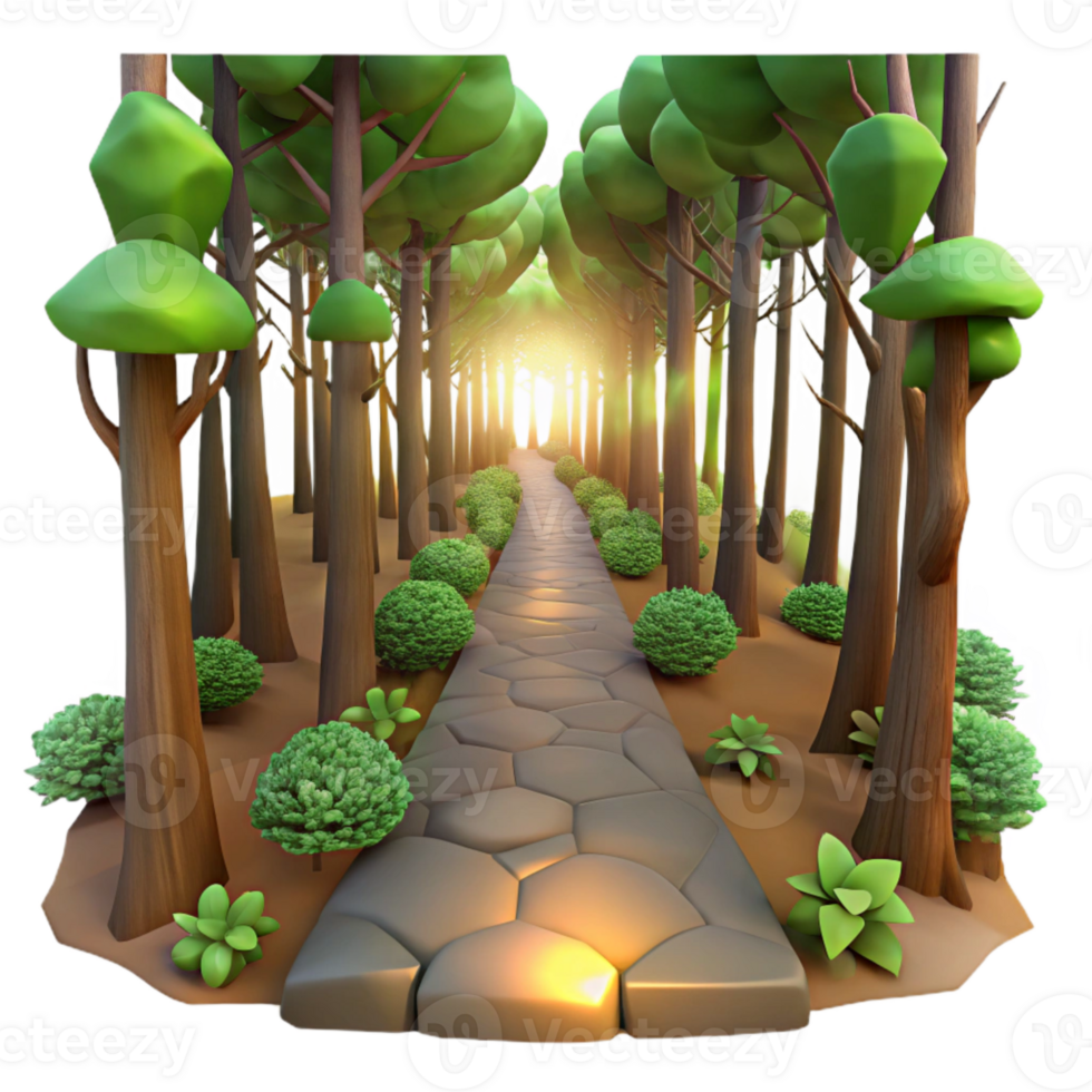vibrant creative Forest Path with Sunlight Transparent Background high resolution png