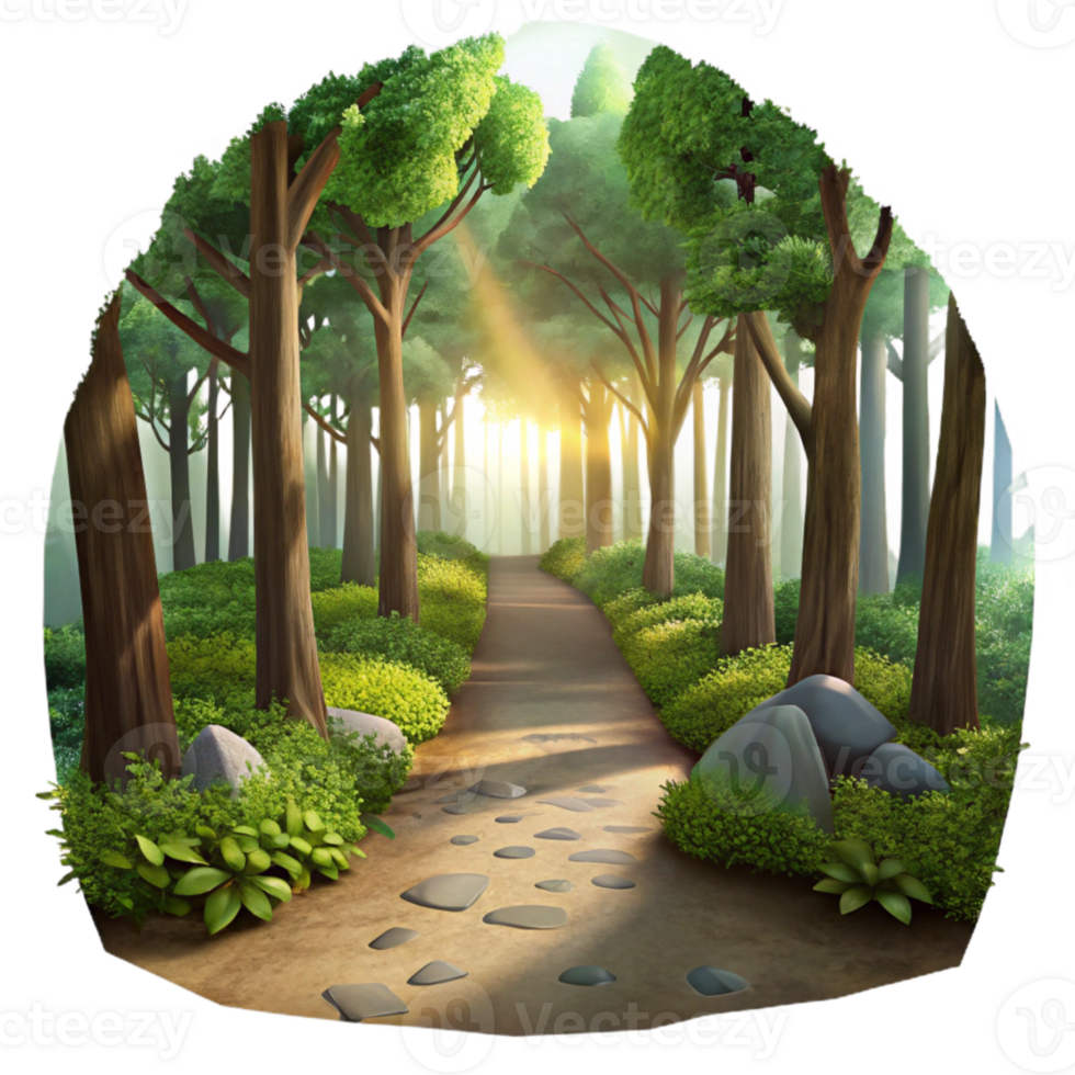 vibrant contemporary Forest Path with Sunlight Transparent Background high quality png