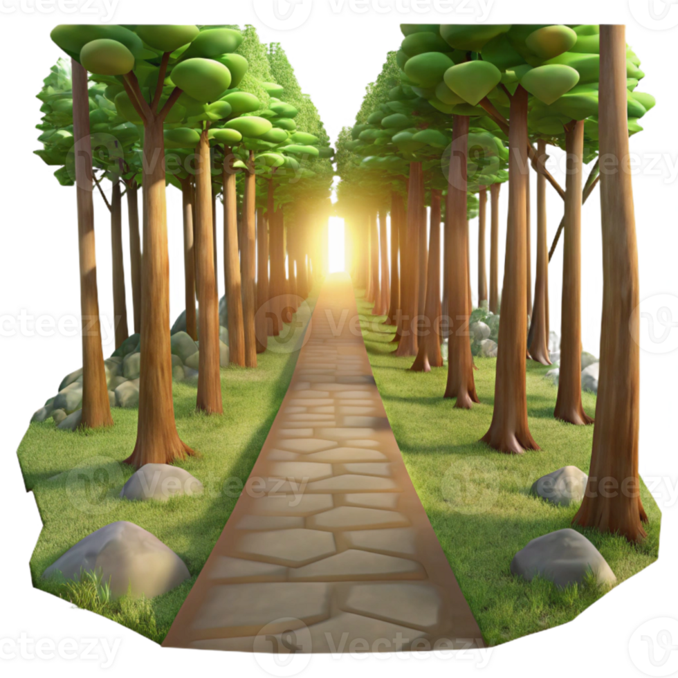 serene vintage Forest Path with Sunlight Transparent Background high quality png