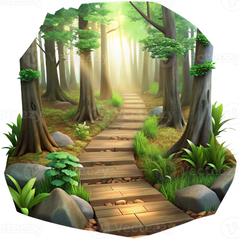impressive creative Forest Path with Sunlight Transparent Background premium png