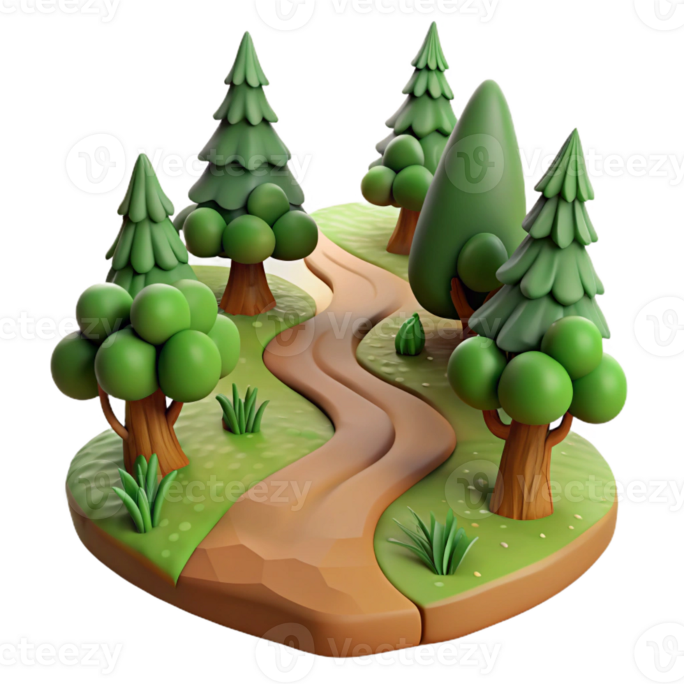 dramatic contemporary Forest Path with Winding Trail Cutout high resolution png