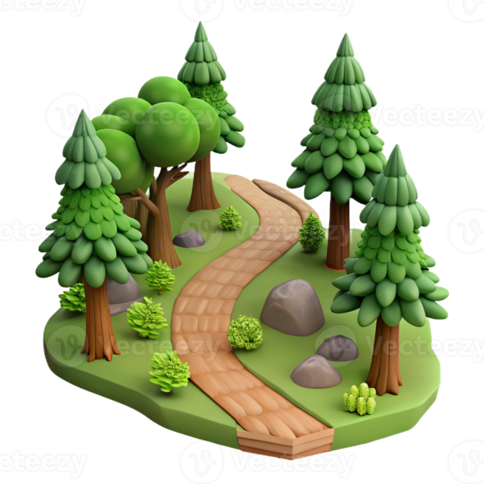 vibrant rustic Forest Path with Winding Trail Cutout detailed png