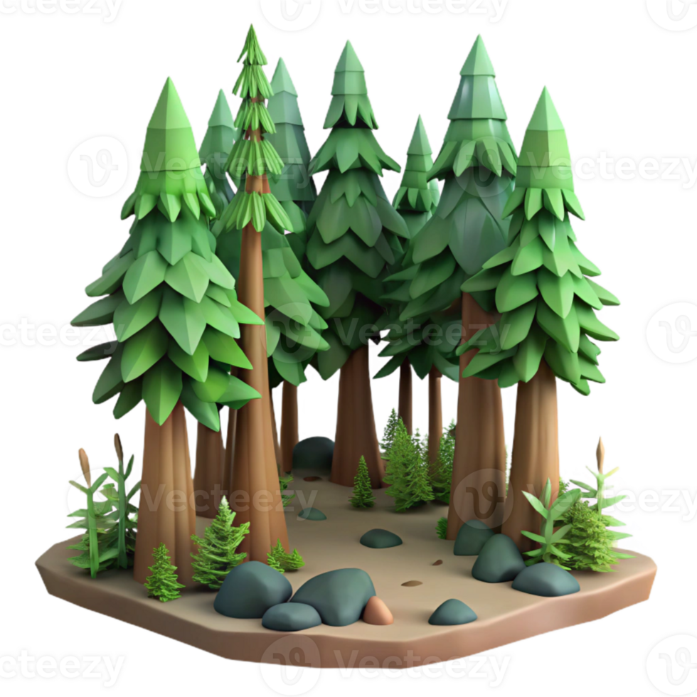 impressive creative Forest Scene Cutout Isolated with Tall Trees detailed png