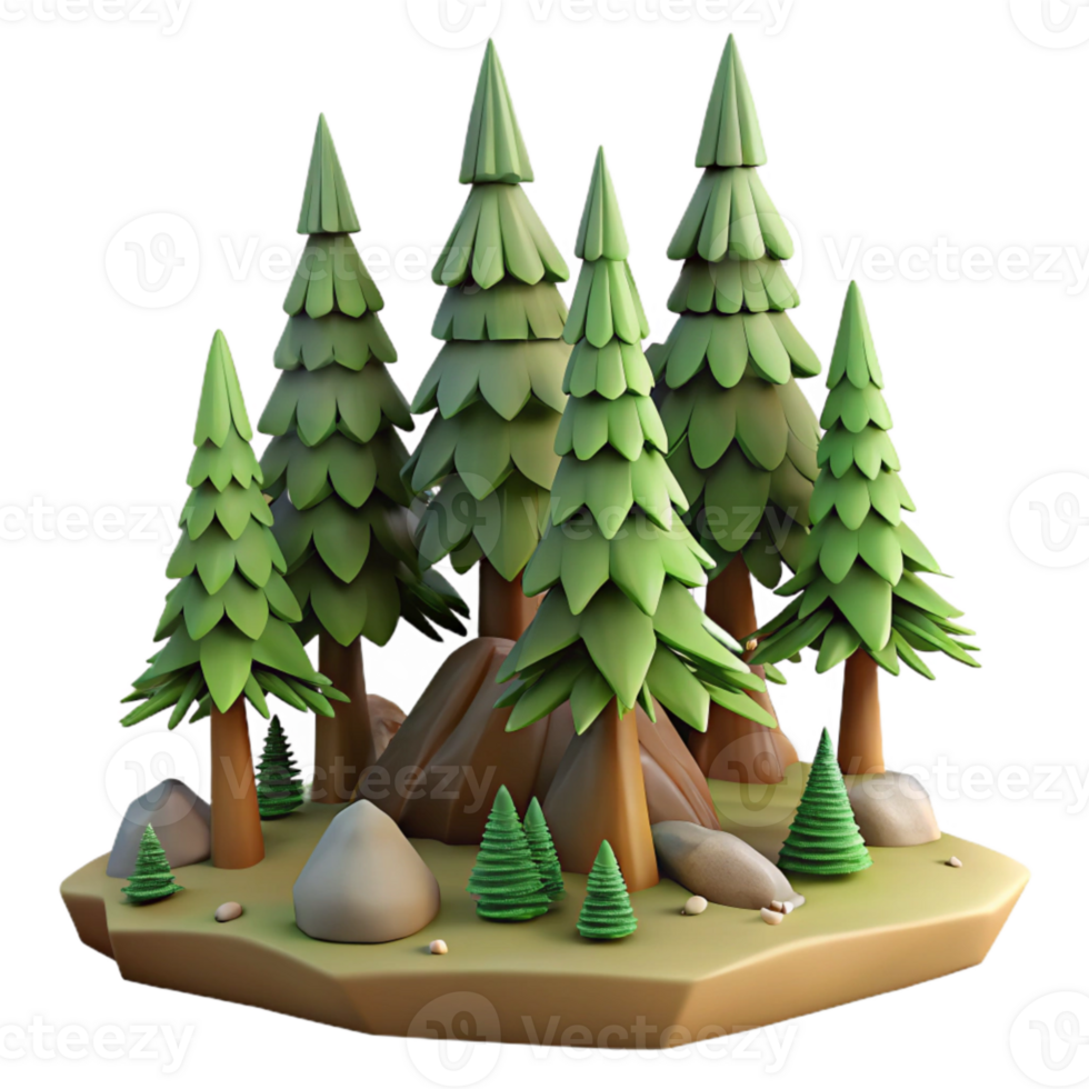 serene vintage Forest Scene with Pine Trees Cutout exclusive png