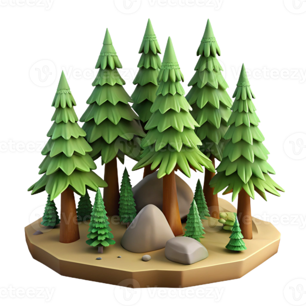 beautiful modern Forest Scene with Pine Trees Cutout genuine png