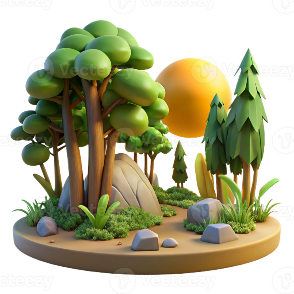 dramatic traditional Forest Scene with Sunlight Isolated detailed png