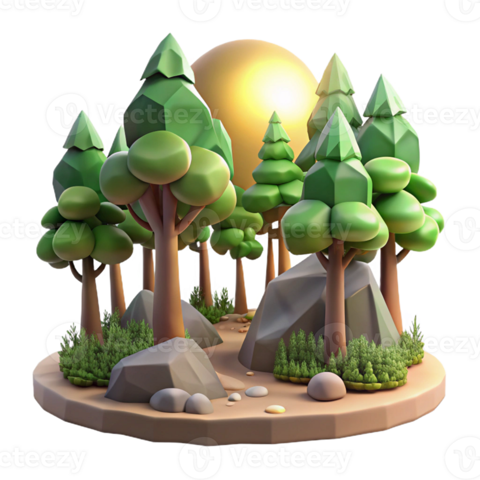 wonderful classic Forest Scene with Trees and Sunlight Transparent Background Cutout authentic png
